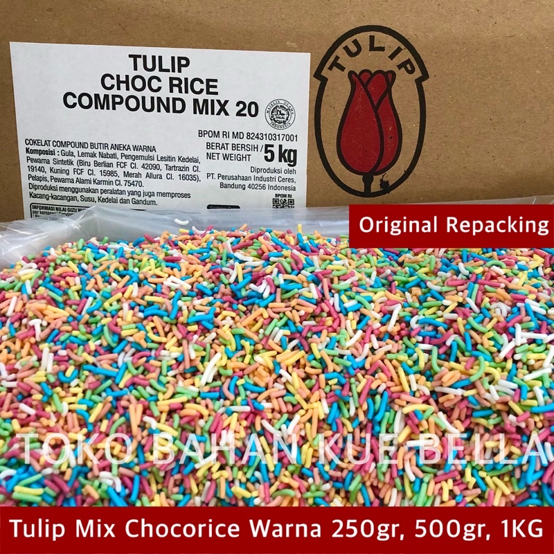 Meses TULIP WARNA WARNI 250GR (REPACK) Chocorice Mix Rainbow