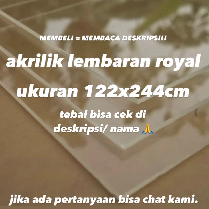 

RB AKRILIK LEMBARAN BENING MERK STAR ROYAL 5mm (Uk 122 x 244 cm)