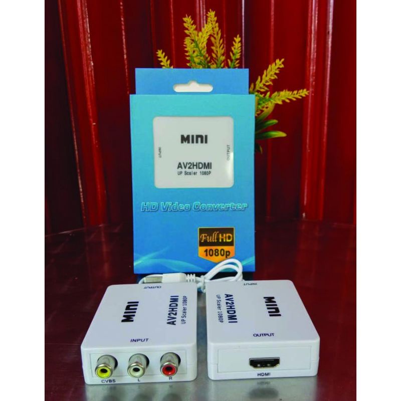 AV2HDMI | CONVERTER AV FEMALE TO HDMI STANDART FEMALE `MINI` + KABEL USB 5 PIN MALE / AV2HDMI