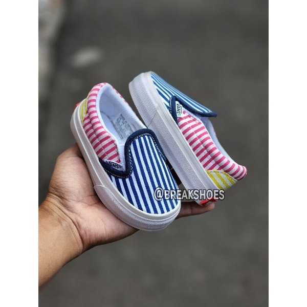 Sepatu anak vans slip on Rainbow stripe/disney sepatu anak perempuan