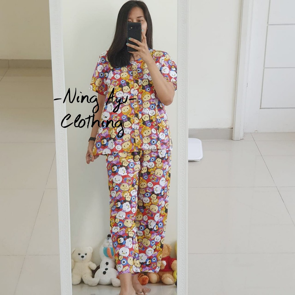 MAMA HAMIL  Babydoll Dan Piyama Hamil Tsum Tsum CP Majesty Bahan Katun Adem Halus Cantik Terbaru Mur