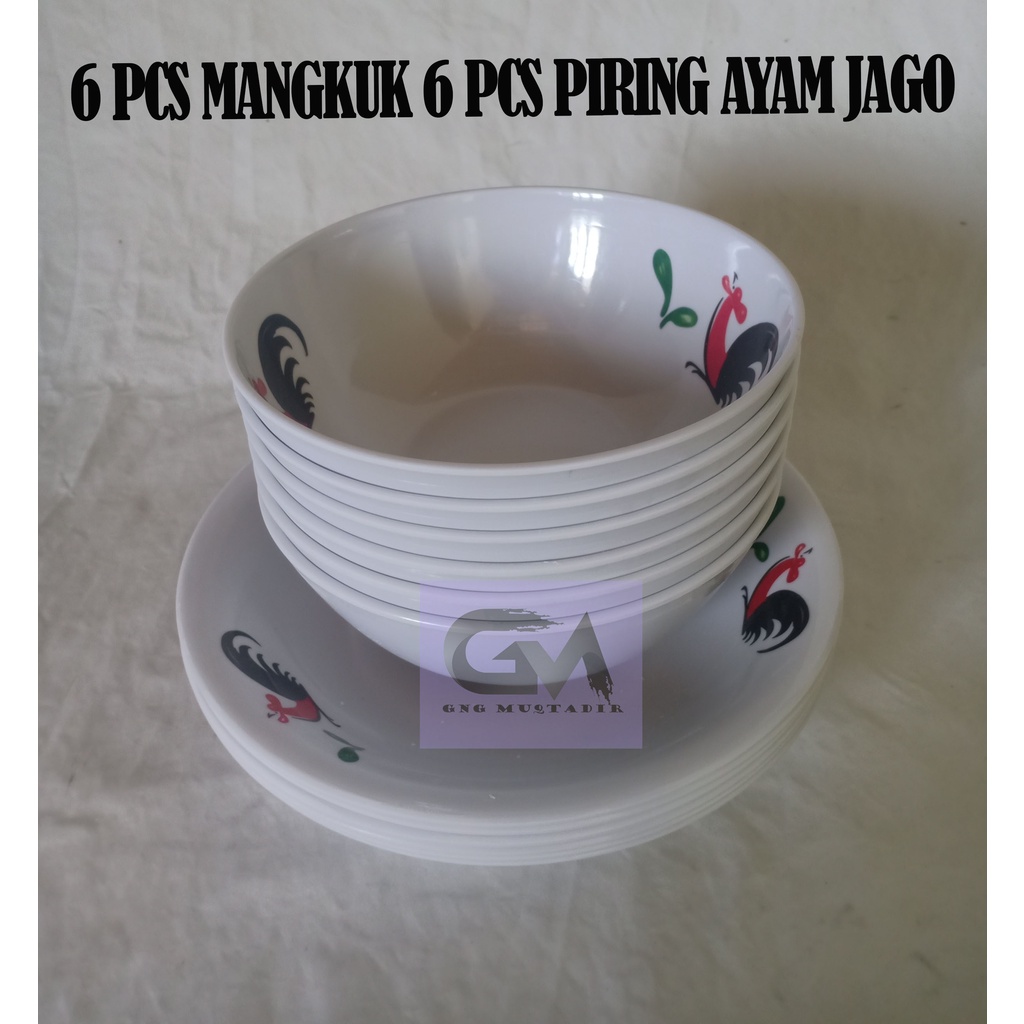 PIRING MANGKUK MELAMINE MOTIF AYAM JAGO SNI TEBAL