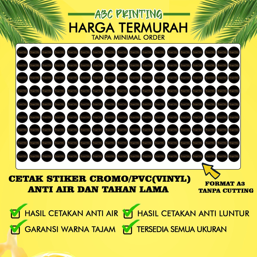 

CETAK STIKER STICKER CROMO PVC VINYL ANTI AIR ANTI PUDAR MURAH ONLINE SHOP THANKS CARD