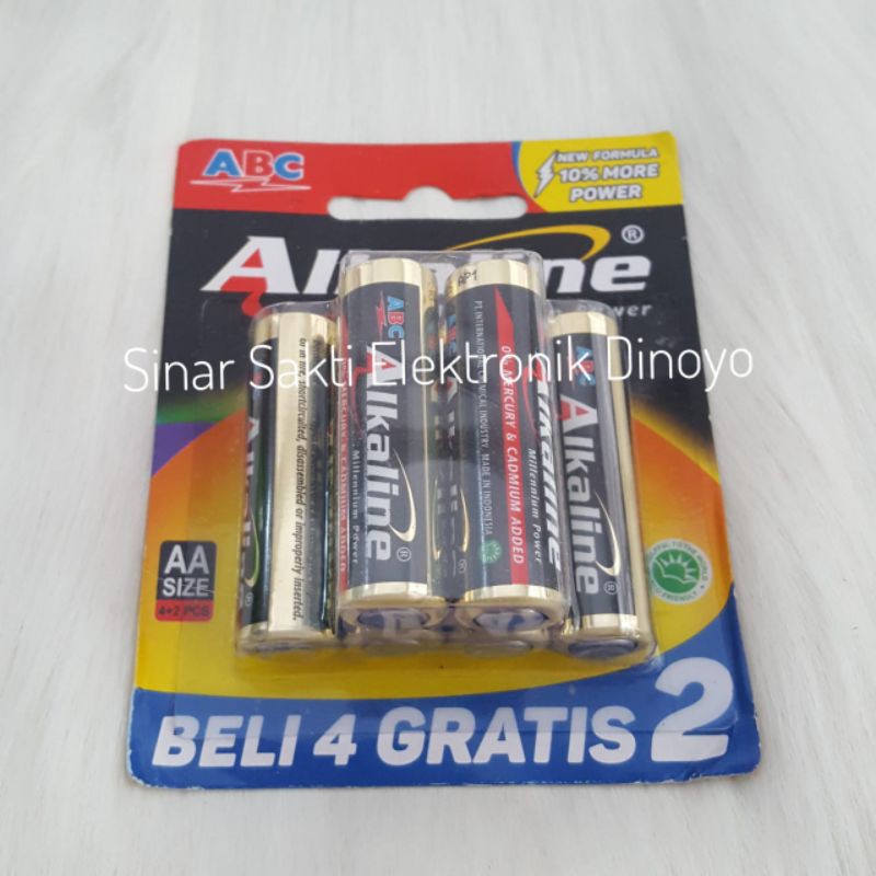 Baterai Battery Batere Batrai ABC Alkaline AA  A2 isi 6 pcs