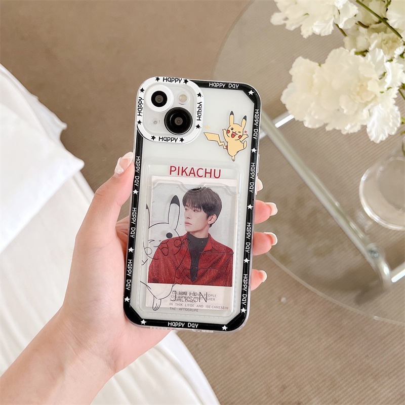 Soft Case Pelindung Transparan Motif Kartun Pikachu Untuk iPhone 12 13 Pro MAX 11 X XR XS MAX 7 8 Plus