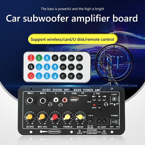 MINI Bluetooth 5.0 Wireless HIFI Audio Digital Power Amplifier Stereo Board 2 Mic AC / DC USB FM Radio TF Player Subwoofer DIY D10 OK