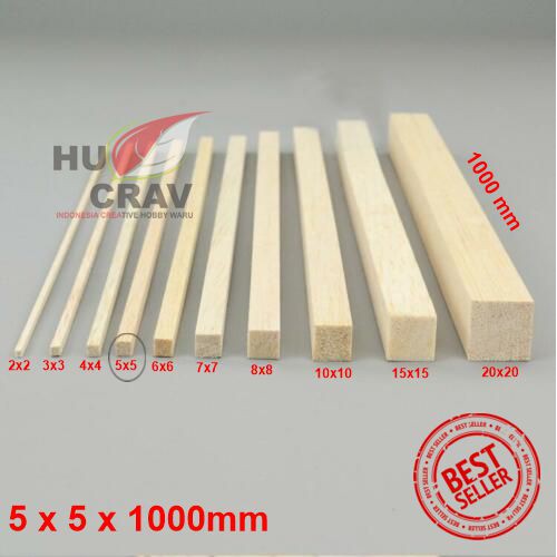 Balsa Stik 5x5x1000mm Panjang 1m balsa tick kayu maket