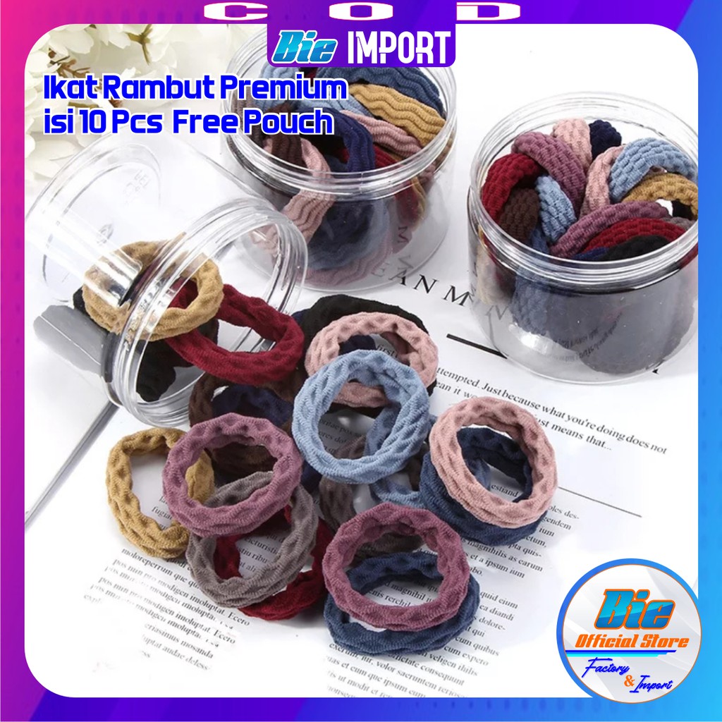 isi 10 Ikat Rambut Korea Donat Premium Free Pouch Impor Best Seller