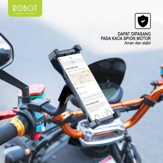 ROBOT RT-MH02 Phone Stand Holder HP Motor - Garansi Resmi 1 Tahun Black - sandaran handphone