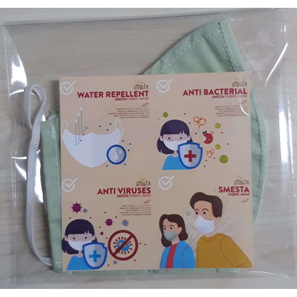 Masker Cotton / Bisa dicuci / 2 Ply / Anti Bacterial - Merk Smesta