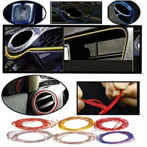 Strip mobil hiasan Panel Dashboard Interior Mobil List Lis Door Car Trim [5 Meter] Silver RED BLUE METALIC dekorasi bagian dalam mobil