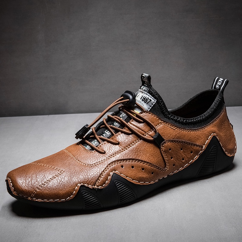 COD 100% KULIT ASLI Sepatu Pantofel Pria Pantofel Formal Tali Handmade Sepatu Loafer Olahraga Kantor Cowok 087