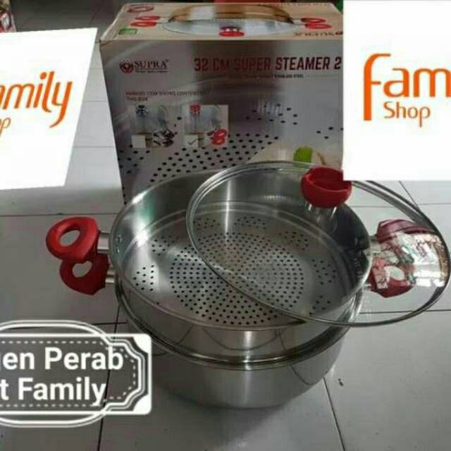 PANCI STEAMER SUPRA SARANGAN KUKUSAN LANGSENG SUSUN 2 (32 CM) STAINLESS STEEL TEBAL