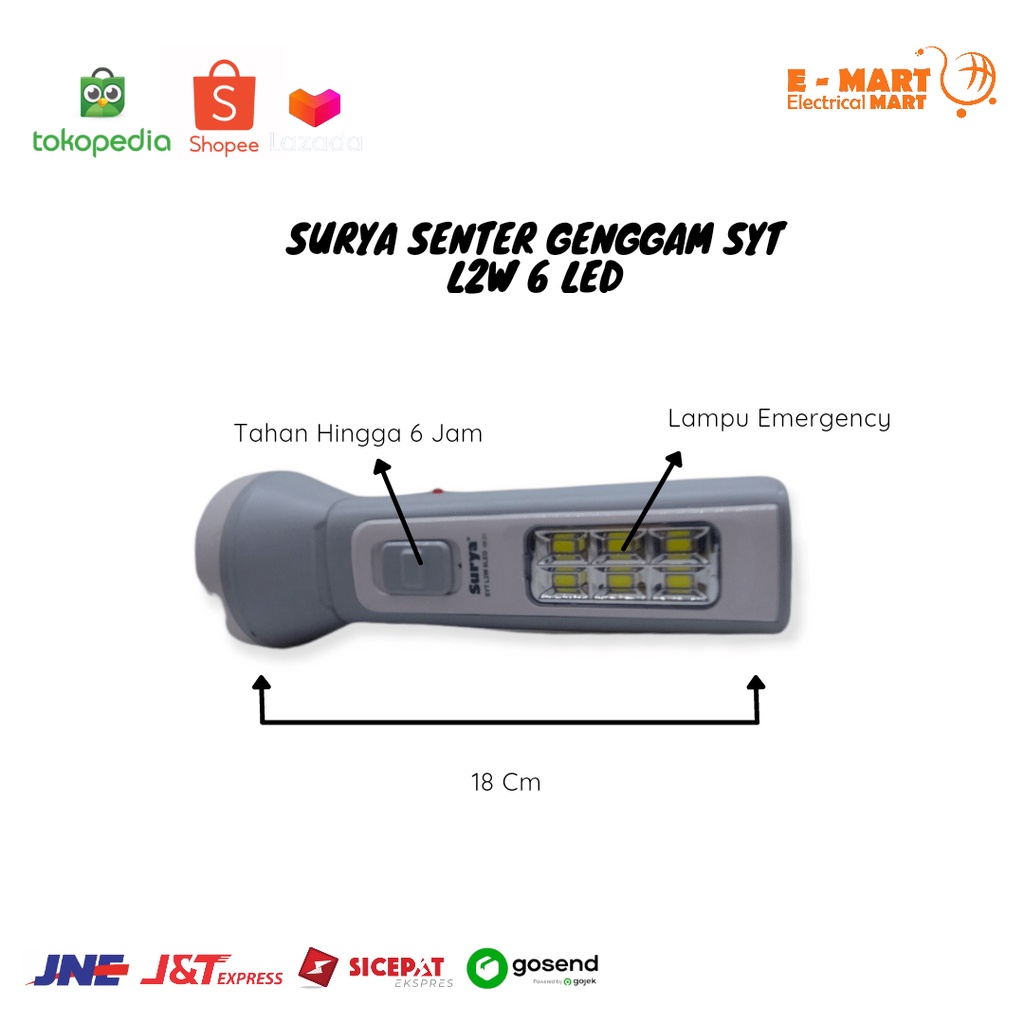 Surya Senter Genggam SYT L2W 6 LED / Surya Rechargerable Flashlight / Lampu Emergencyqq