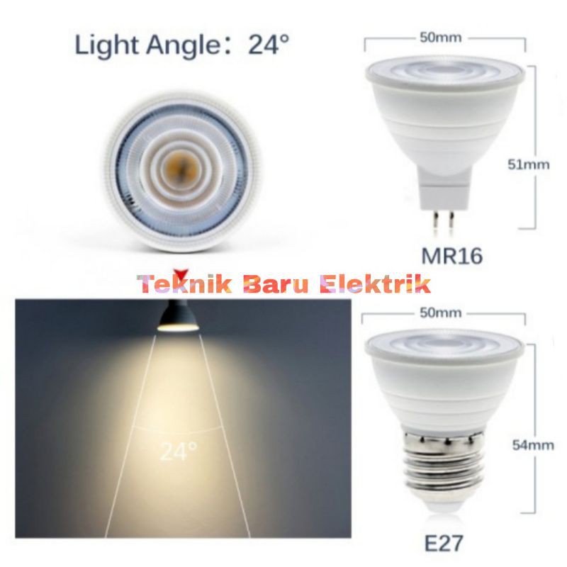 Lampu Spot LED Hologen MR16 E27 6W 6 watt Putih Kuning Hias Sorot MR 16 E 27