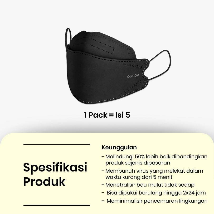 Masker Kf94 Cotiqa Kf 94 5Ply Copper Oxide Mask Tembaga Isi 5Pcs