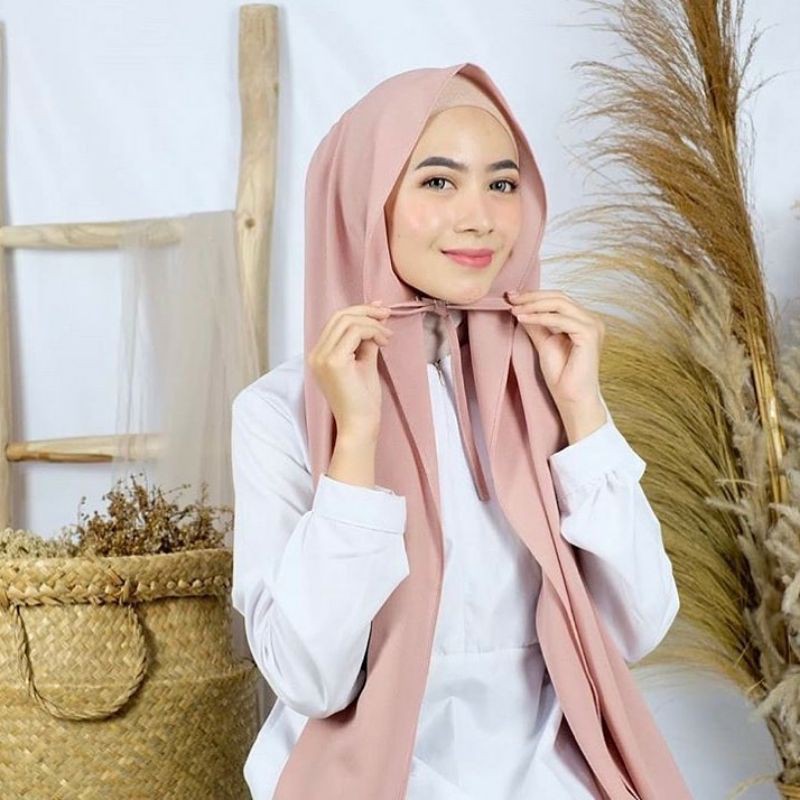 Pashmina Pasmina Polos Plisket Tali Sabyan Jilbab Hijab Jahit Tepi