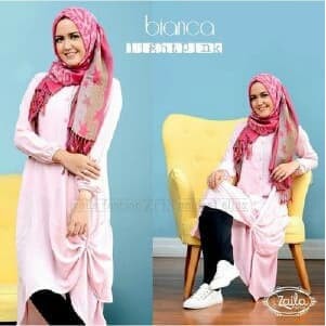 [TUNIK BIANCA PINK NI] tunik wanita buble crepe pink