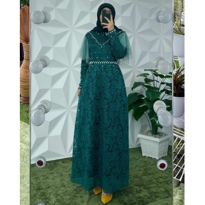 Gamis Ozias Ratu full brukat / Gamis formal kondangan / Gamis pesta premium