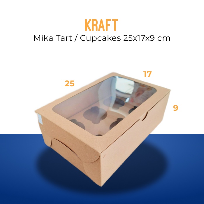 

Kotak Kue Kraft ( 25 x 17 cm - 5 pcs ) Sekat 6 Mika Cupcake Muffin Box Tart Cake