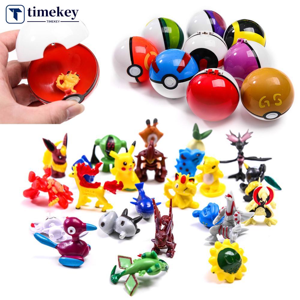 Timekey Mainan Pokeball Pokemon Pikachu Kartun 7cm 3cm Acak Untuk Anak G7Z2