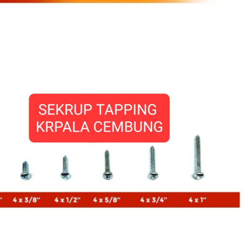 Sekrup Baut Kecil PH 4x1/4 Tapping Isi 100 Pcs