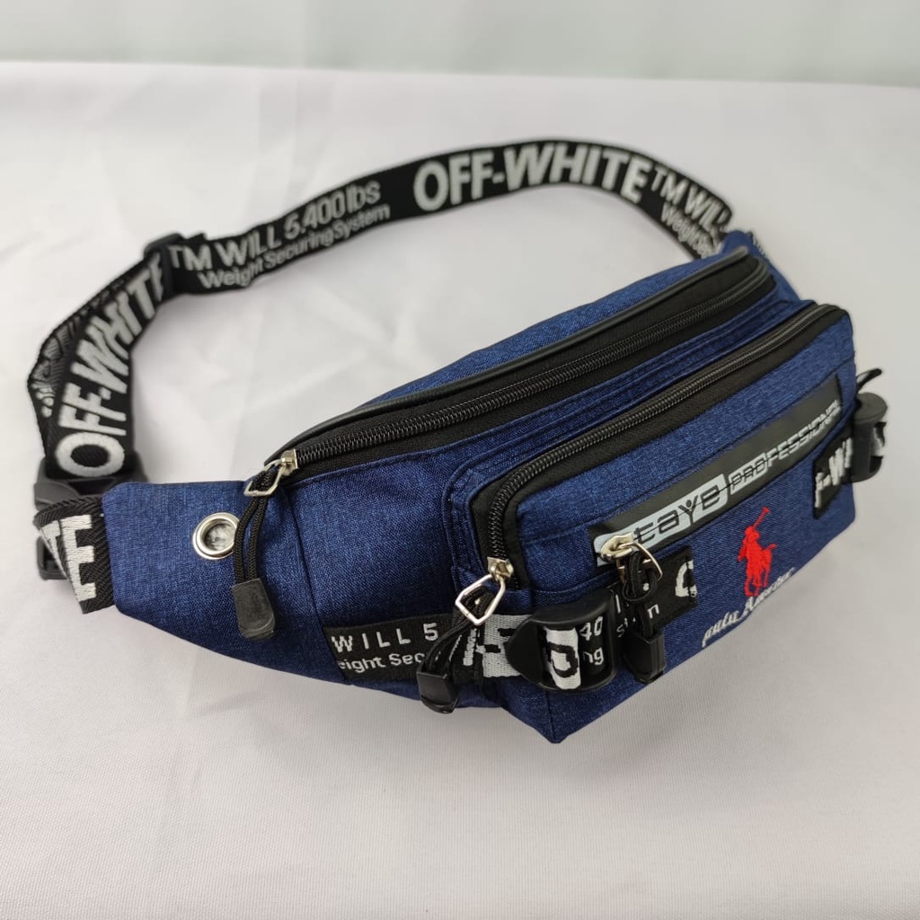 Waistbag Tas Pinggang Tas Selempang Pria Bahan Denim Original Polo Amstar 100% Real Picture