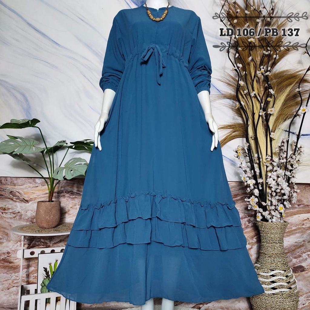 Gamis Ceruty Polos Terbaru Full Furing Rempel Bawah