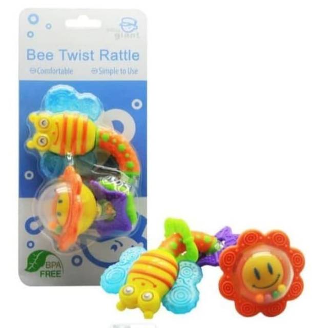 LITTLE GIANT Bee Twist Rattle Mainan Teether Gigitan Bayi