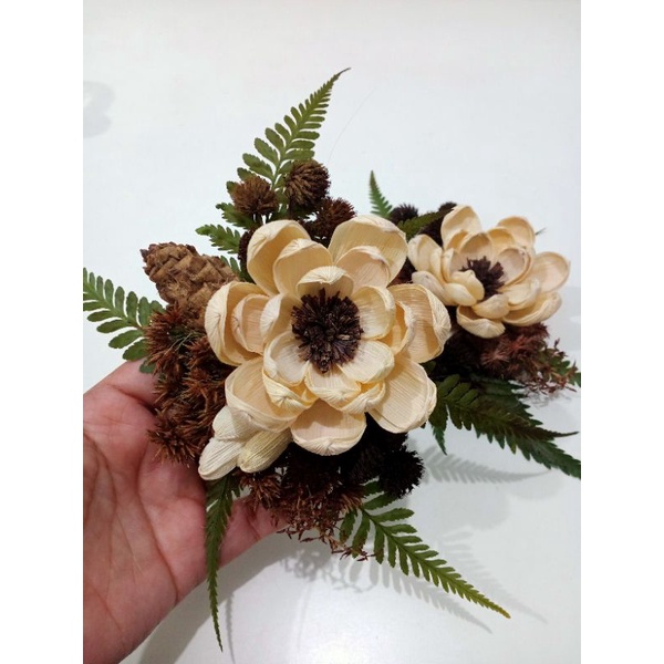 hiasan hantaran/rangkaian bunga kering/rangkaian bunga sudut/dekorasi rustic