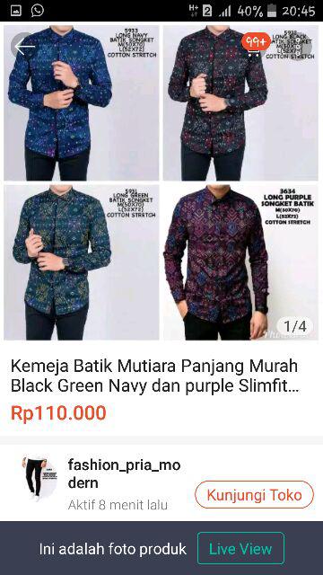 Kemeja Batik Songket Mutiara Rintik Panjang Murah Black Green Navy Dan Purple Slimfit Dan Formal