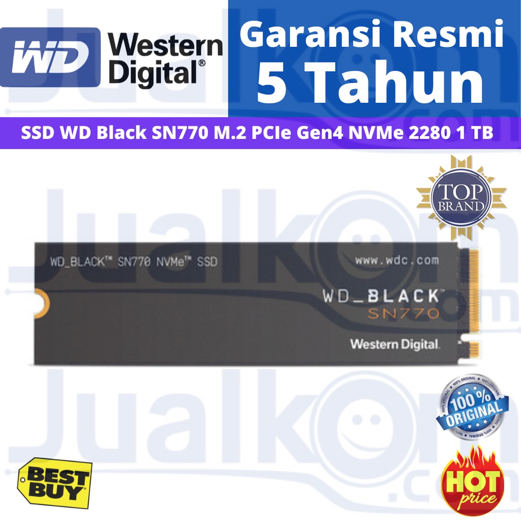 SSD WD Black SN770 1TB SN 770 M.2 NVMe 2280 PCIe Resmi