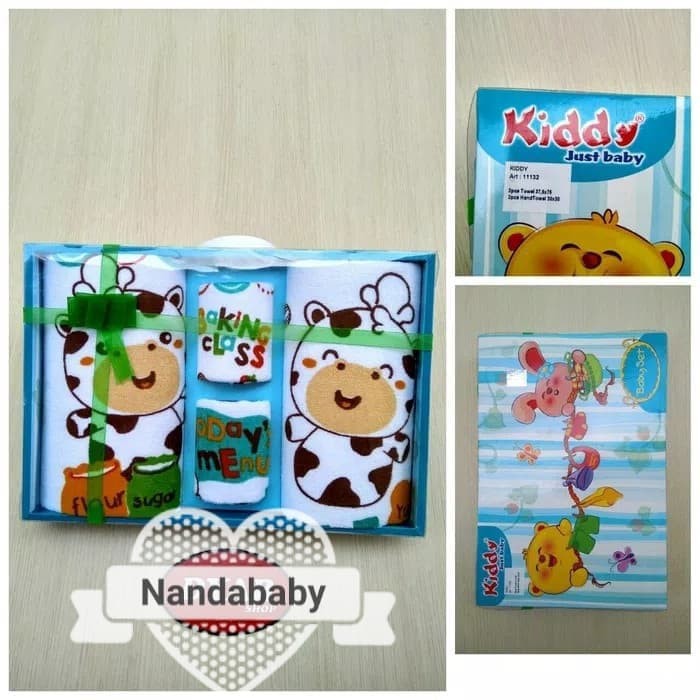 Trendi Handuk Kiddy Set / Kado Handuk / Kado Bayi / Perlengkapan Mandi Bayi Bagus