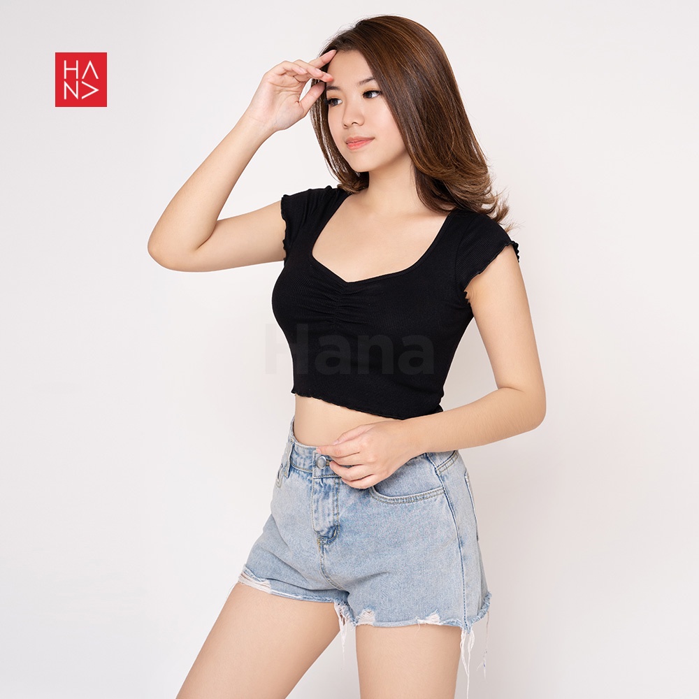 HanaFashion JKT - Rei Knit Crop Top Rajut Wanita - CT196