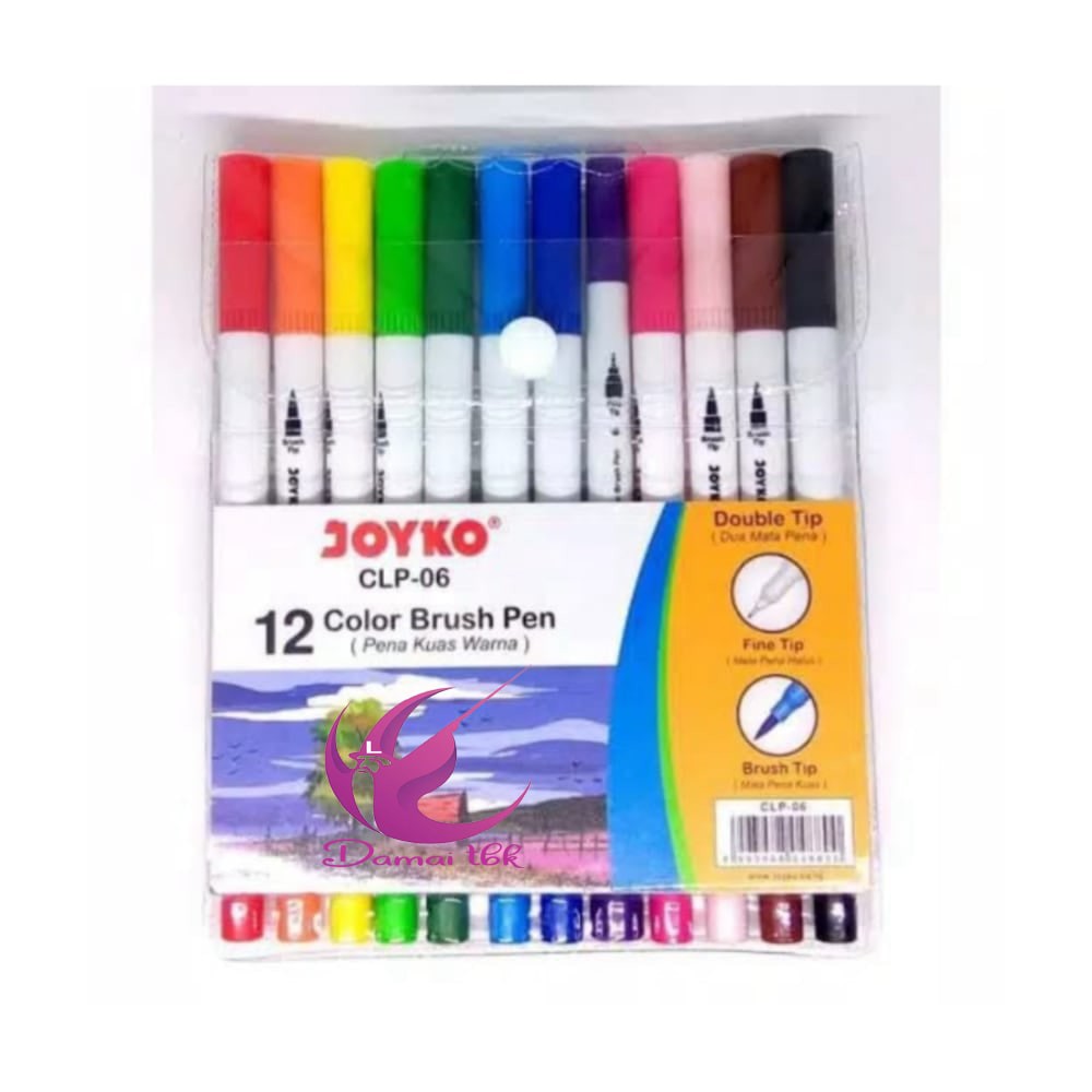 

1 SET Brush Pen Joyko isi 12 Warna CLP-06 Dua Mata Spidol Pena