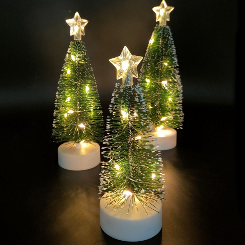 3pcs / Set Ornamen Pohon Natal Dengan Lampu Led Untuk Pesta Natal / Rumah / Kantor / Kamar Tidur