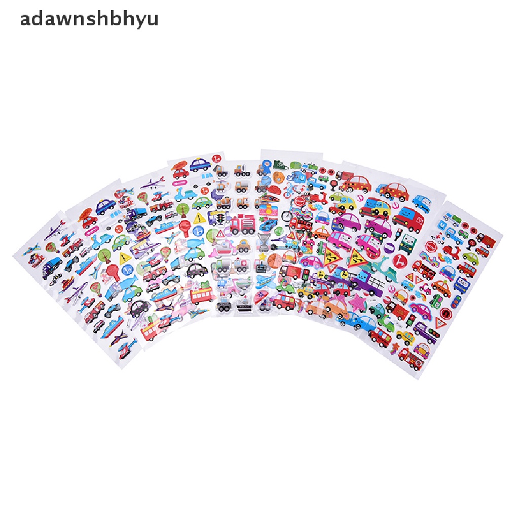 Adawnshbhyu 2Pcs Kartun Gelembung Stiker Diary Transportasi Notebook Sticker Label Dekorasi