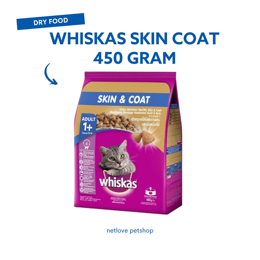 Whiskas Dry Food Skin Coat Adult 1+ 450 gram