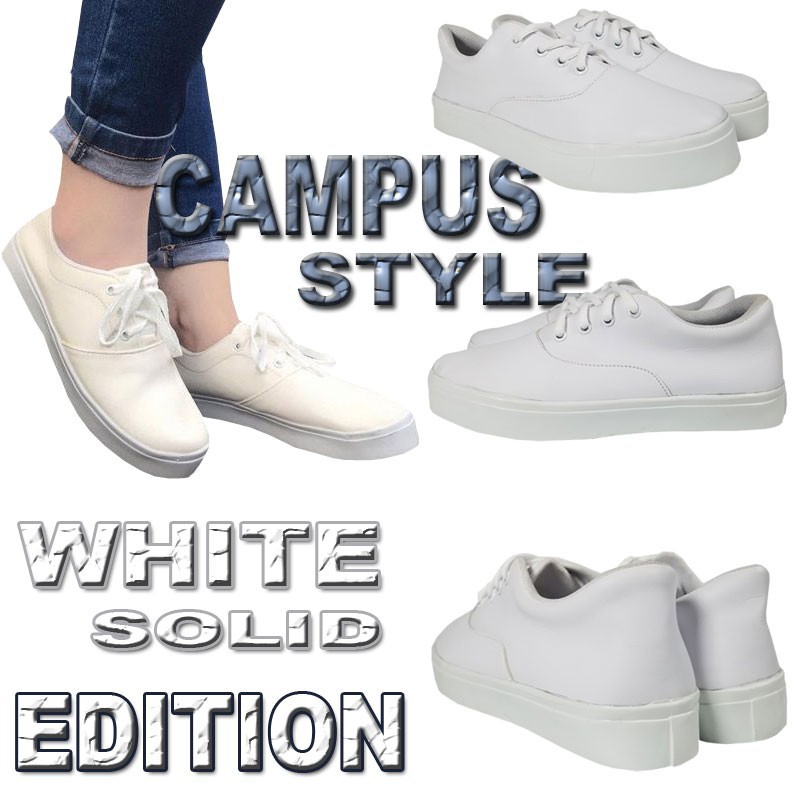 Dnr Sepatu Kets Korea Warna Putih   Sepatu Cewek Kuliah Sekolah Casual