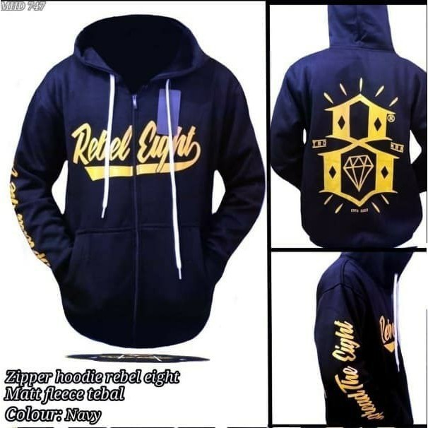 Sweater Hoodie Zipper REBEL EIGHT (Premium)