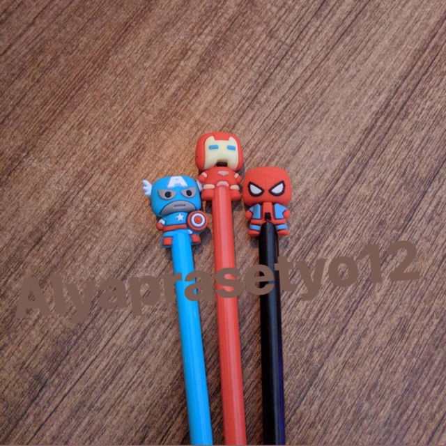 

Pulpen karakter/ fancy/ lucu/ Superhero marvel avengers 12 pcs