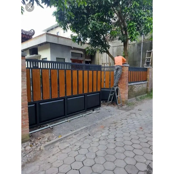 Jual pintu pagar besi motif kayu | Shopee Indonesia