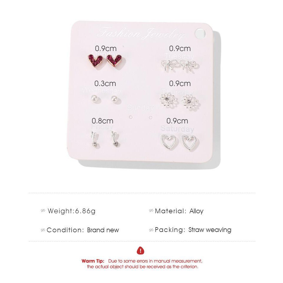 ❤️GTB❤️ A022 Anting Aksesoris Fashion Mutiara Earrings Wanita 6 Pasang Tusuk Simple GayaKorea import-2