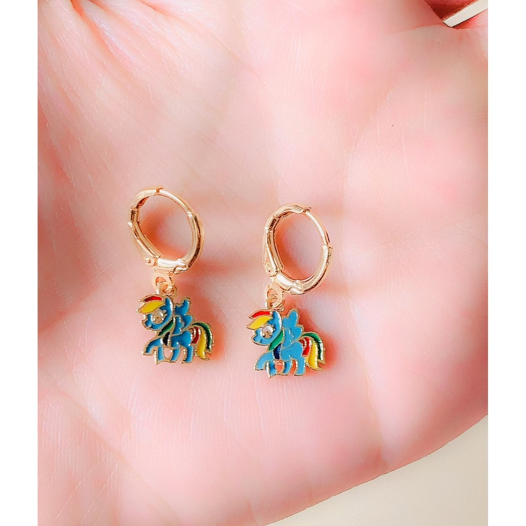 Anting Anak Poni Rainbow Blue Gold Xuping