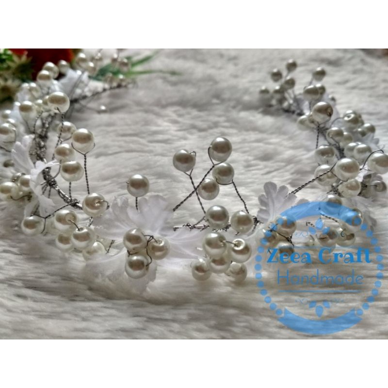 Headpiece bunga mutiara / Headpiece pengantin / Headpiece wedding / Headpiece hijab