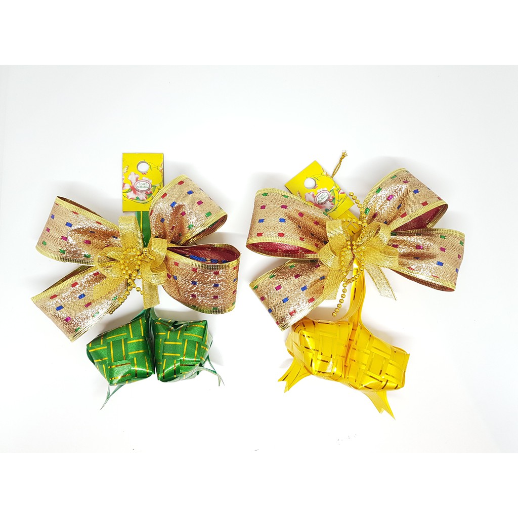 

Ketupat Hias Lebaran Pita Emas Pink Handmade Pink Biru Hijau Kuning Hiasan