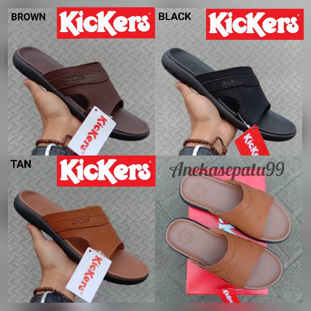 SANDAL PRIA KICKERS KULIT / SANDAL SELOP COWOK RINGAN / SENDAL SLIDE SLOP KULIT / SANDAL LEBARAN FORMAL KASUAL PROMO / SANDAL DISTRO TERBARU