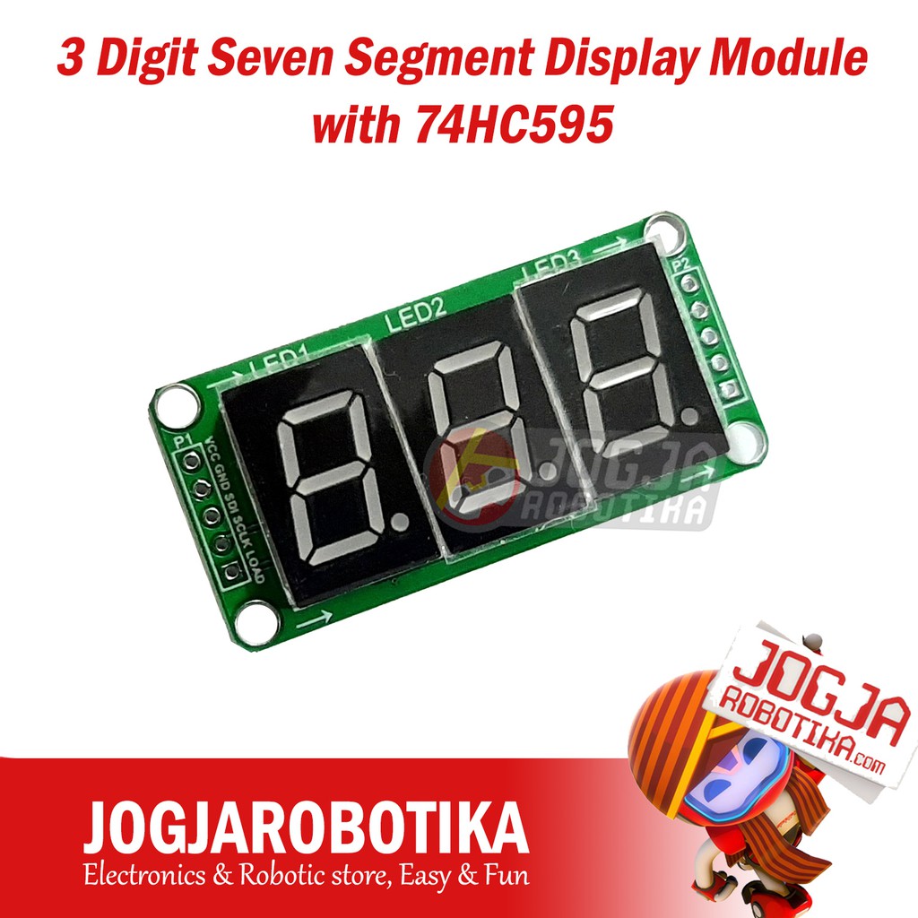 3 Digit Seven Segment Display Module with 74HC595