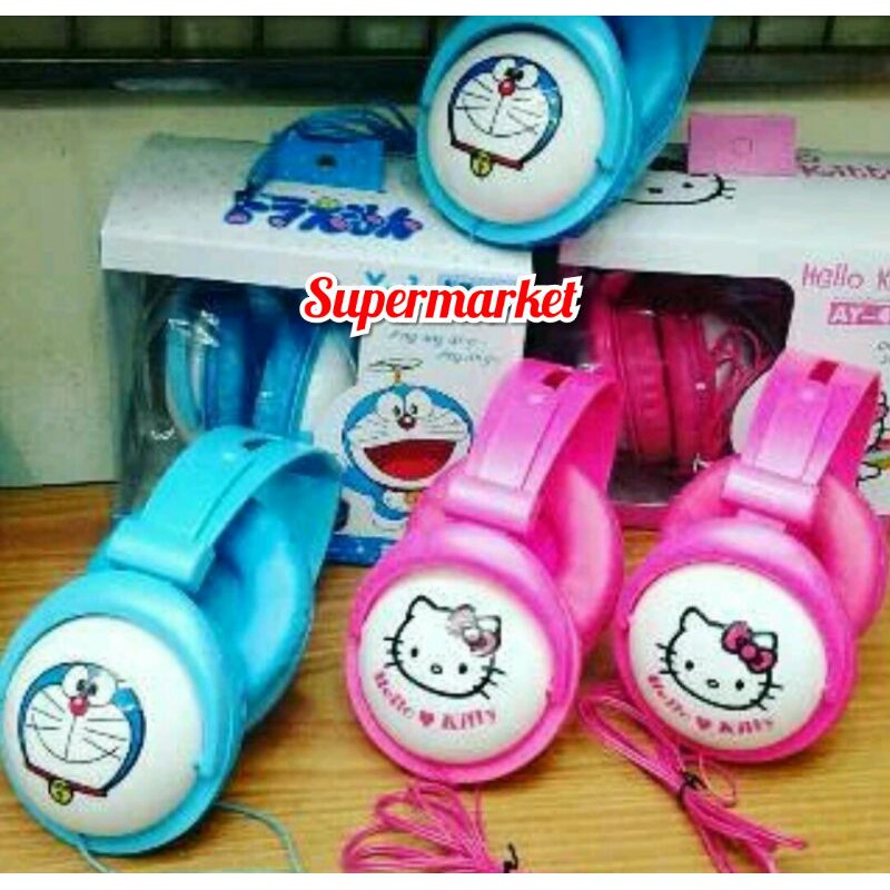 Headset Bando Karakter Doraemon Hello Kitty