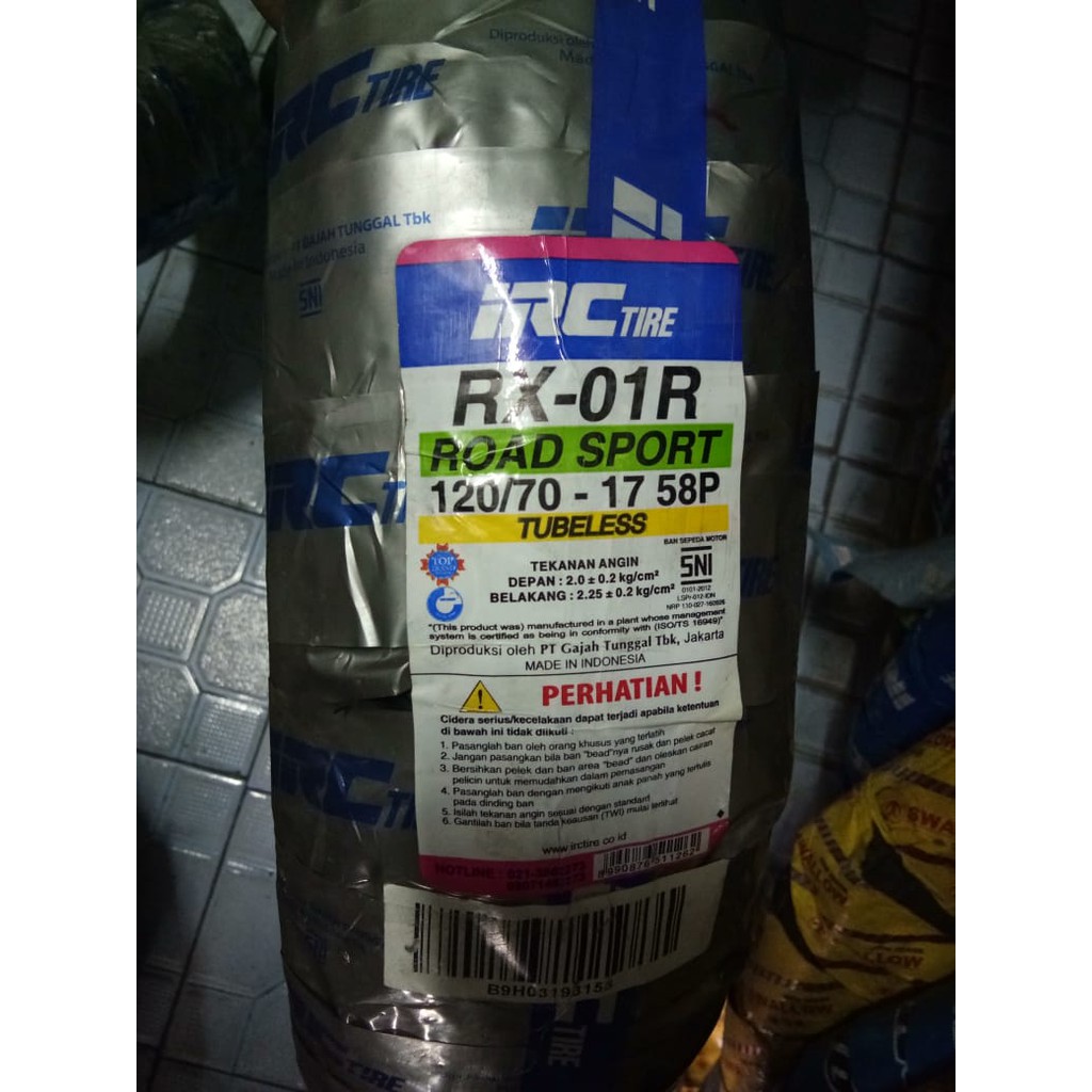 Ban Motor Blkg Bison, Vixion IRC RX-01R 120/70 Ring 17 58P Tubeless